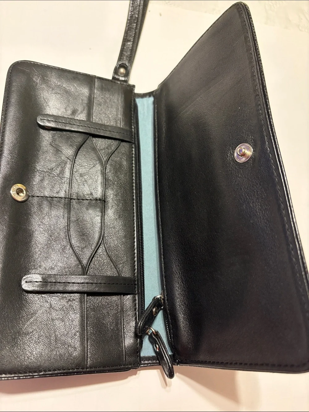 Cole Haan Black Patent Double-Pocket Wristlet Clutch